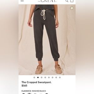 THE GREAT The Cropped Sweatpants In Washed Black Size 4 Large
